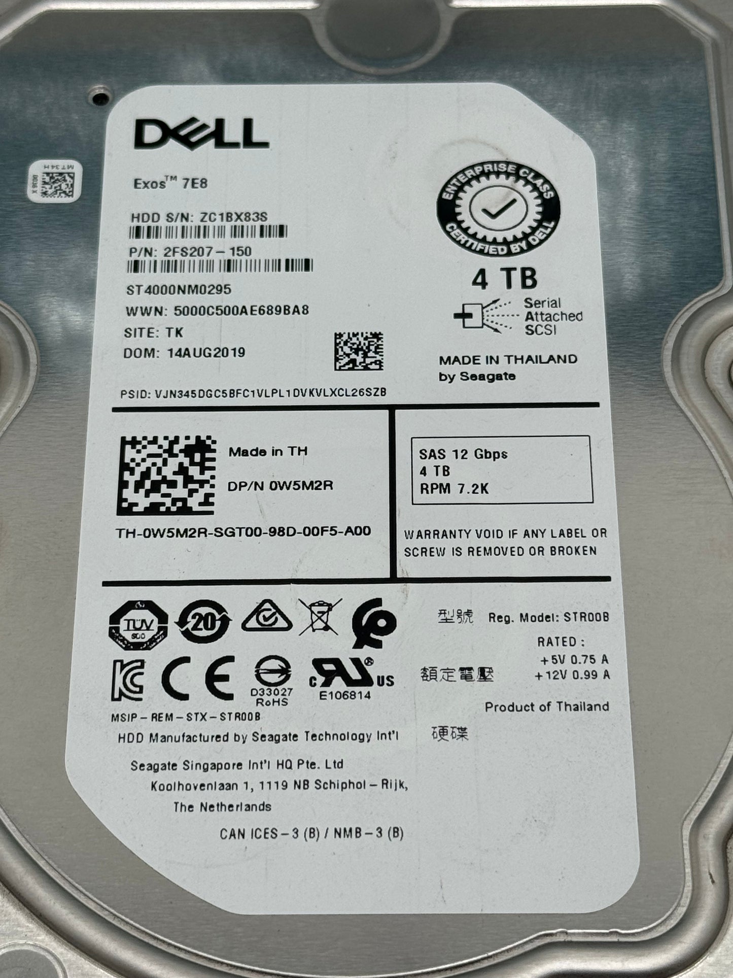 Dell 4TB 3.5” SAS Drive SATA 7200RPM HDD