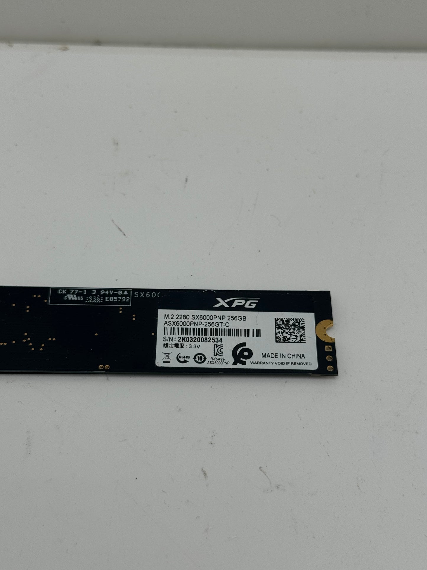 XPG SX6000 256GB NVMe M.2 SSD