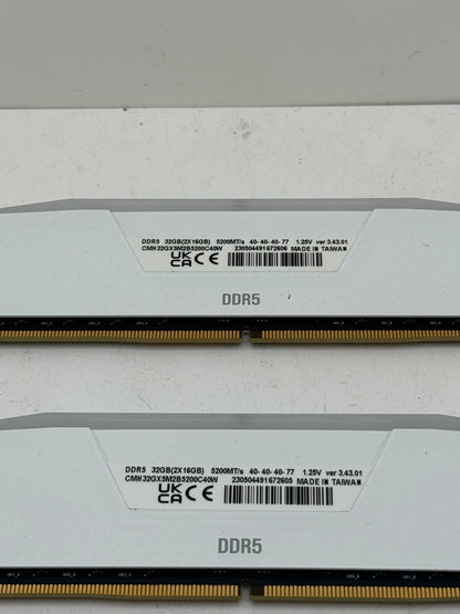 32GB (2X16GB) Corsair Vengeance White 5200MHz DDR5-RAM