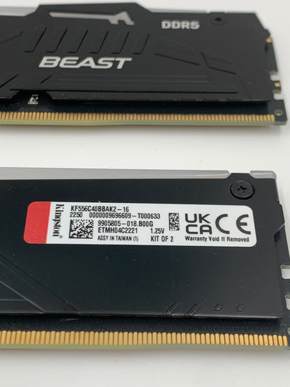 16GB (2X8GB) Kingston Fury Beast 5600MHz DDR5 RAM