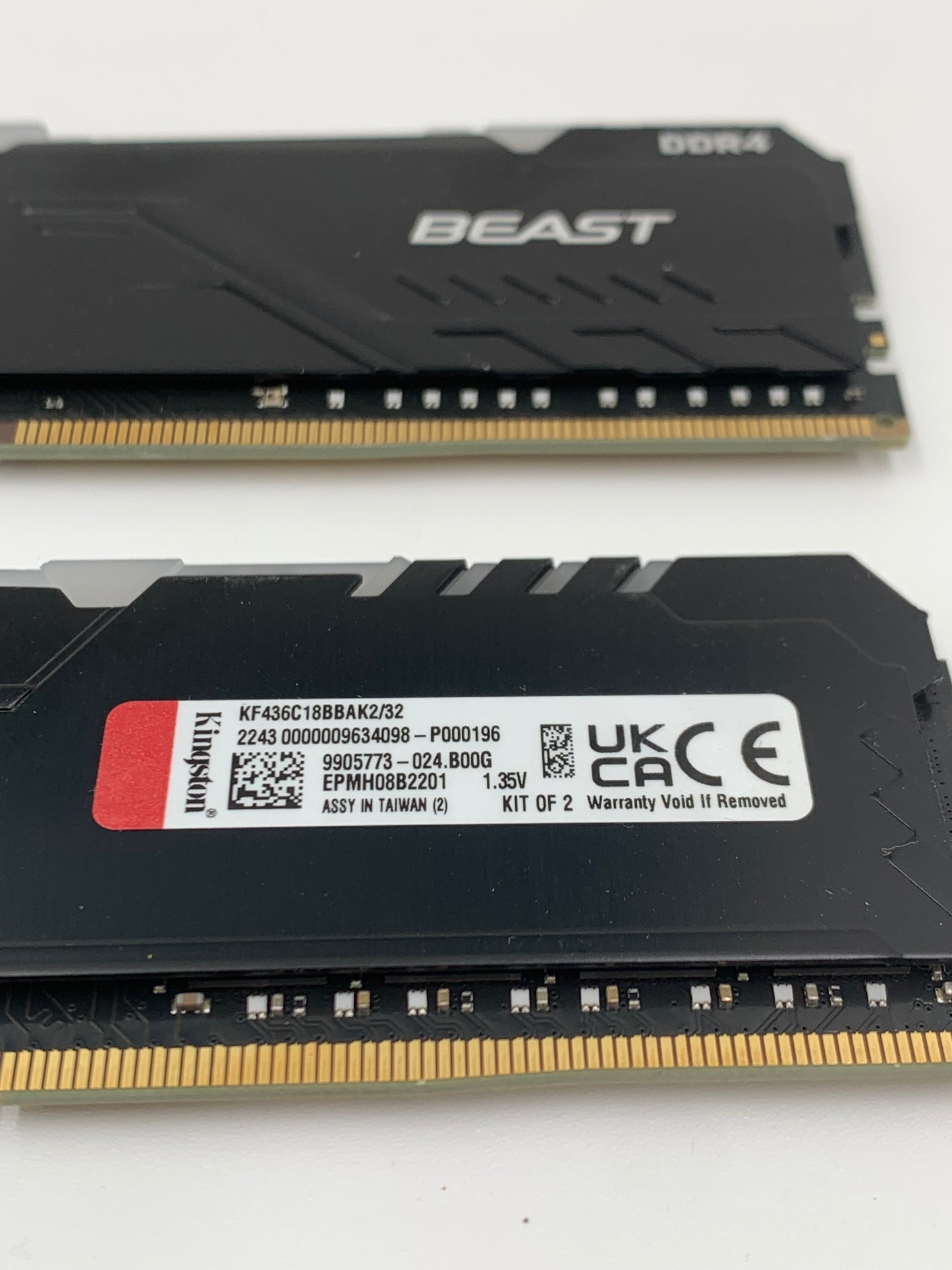 32GB (2x16GB) Kingston Fury Beast 3600MHz DDR4 RAM